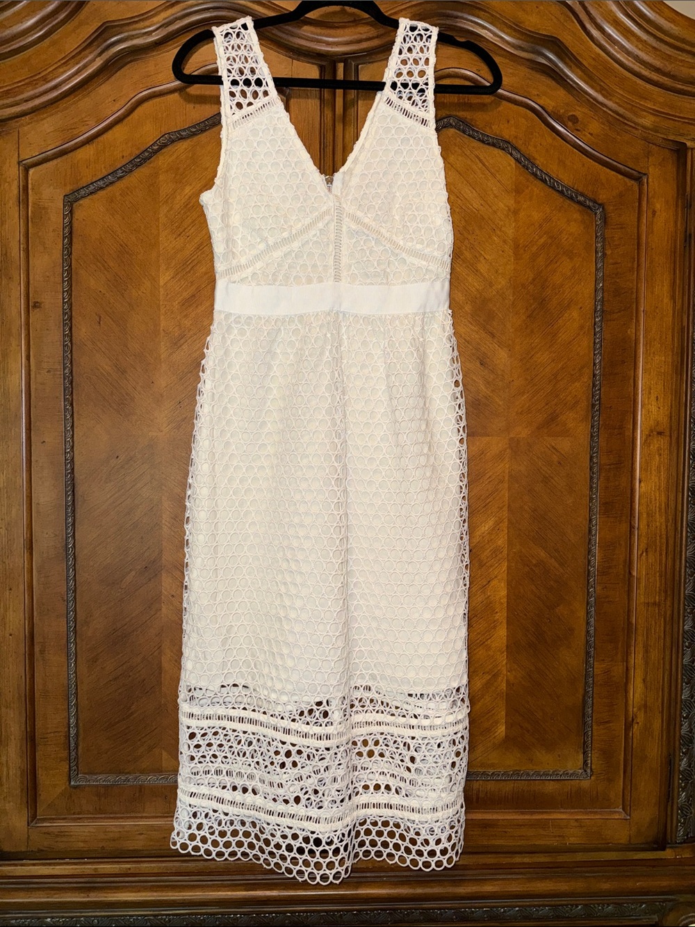 Abercrombie & Fitch Ivory Crochet Midi Dress
